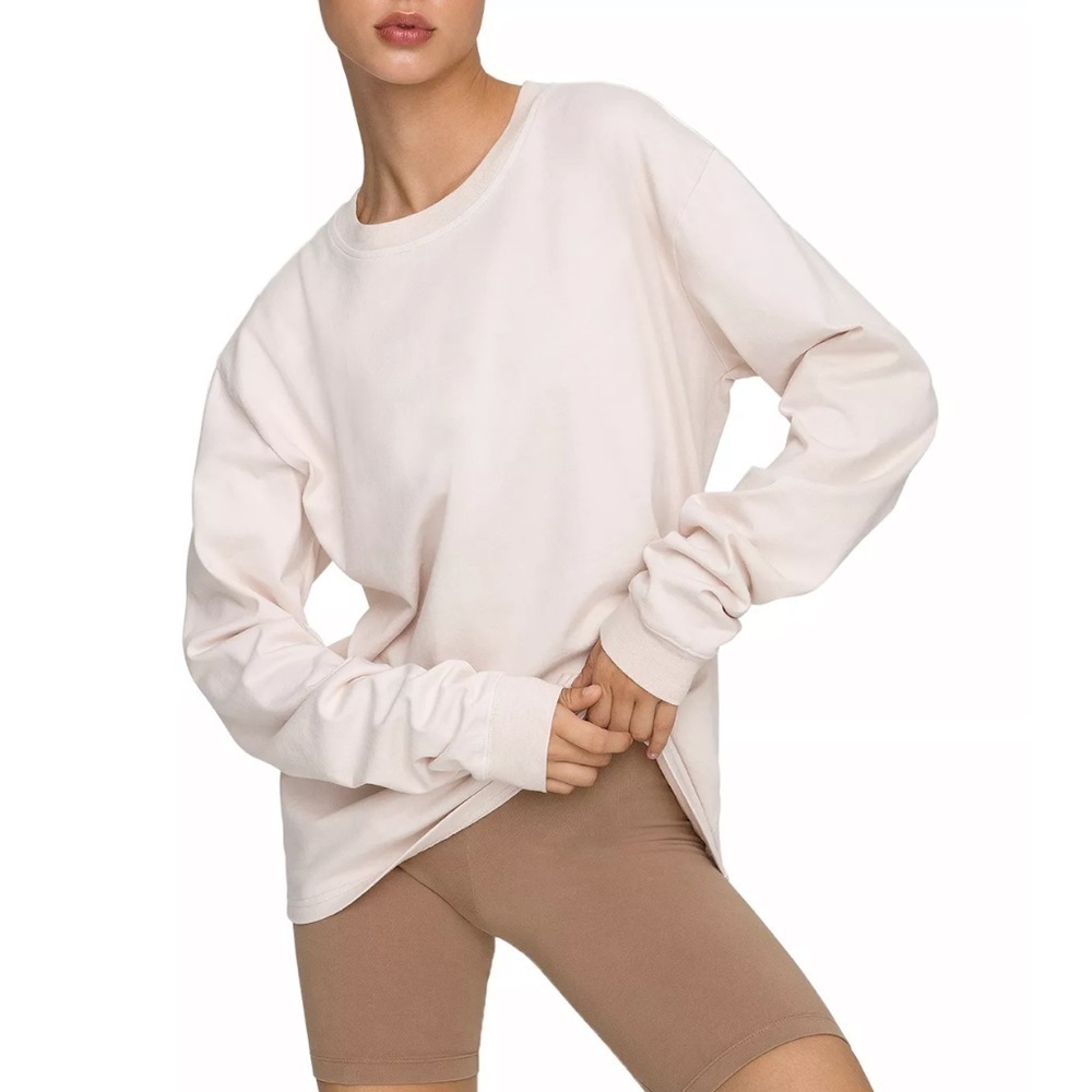 New Good American Essential Long Sleeve Crewneck Top